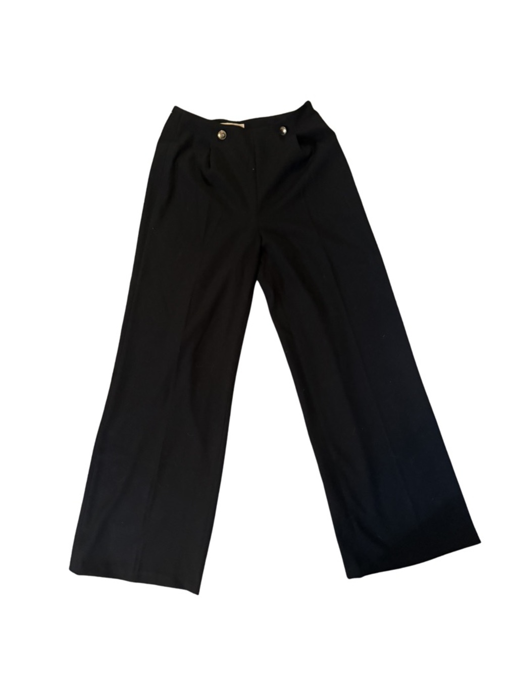 Michael Kors Black Wide-Leg Side Zip Trousers with Gold-Tone Buttons